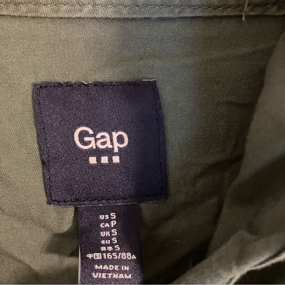 Gap Women's Utility Jacket Olive Baby Tweed Size Small 3/4 Sleeve Full Zip - Picture 5 of 10